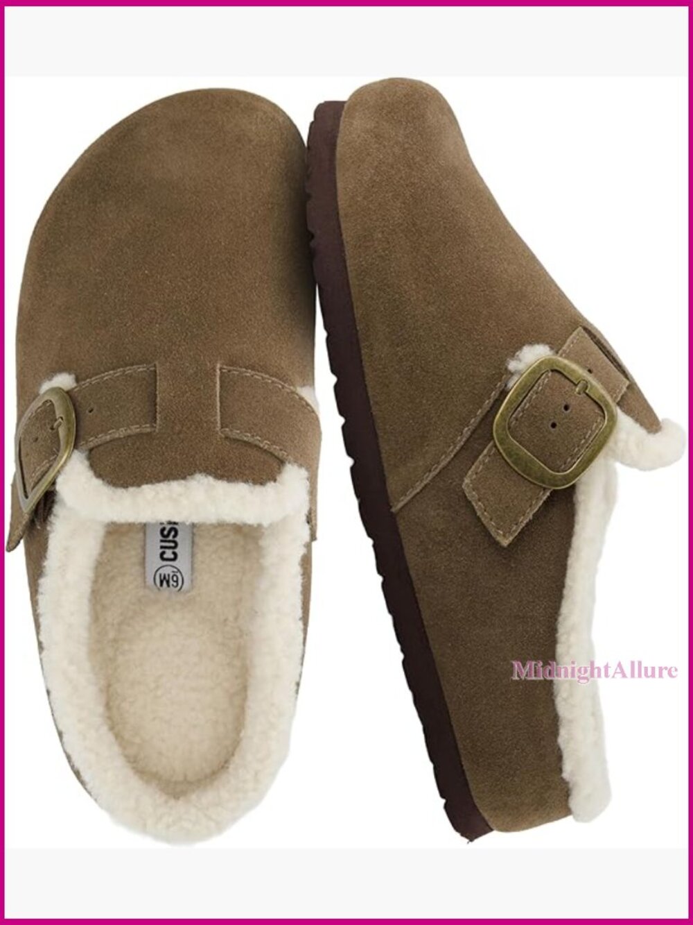 Genuine Leather Clogs With Faux Fur Lining Slip-On Shoes Cork Footbed